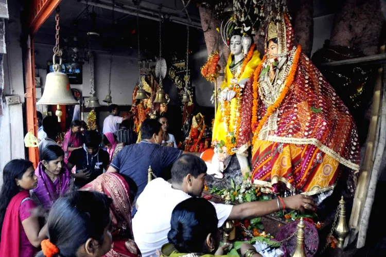 Devotees thronged the temple of Lord Shiva in Sitapur.