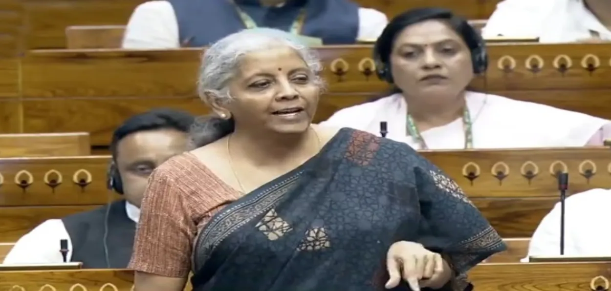 Finance Minister Nirmala Sithraman addressing Parliamenti