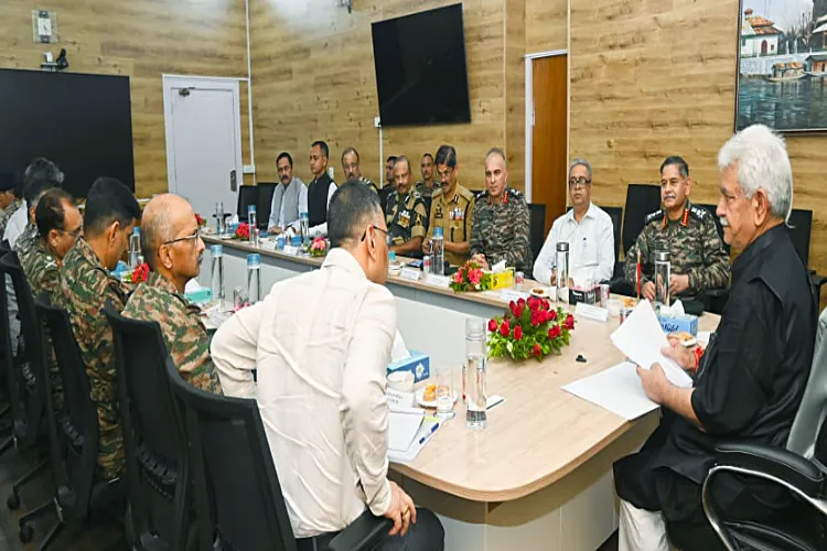 LG Manoj Sinha (far right) in a high-level review meeting