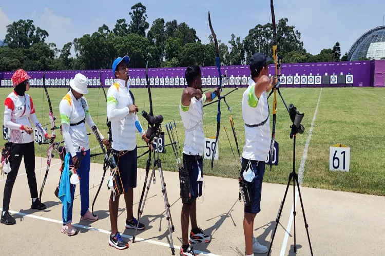 Indian archers practising at the Olympics 