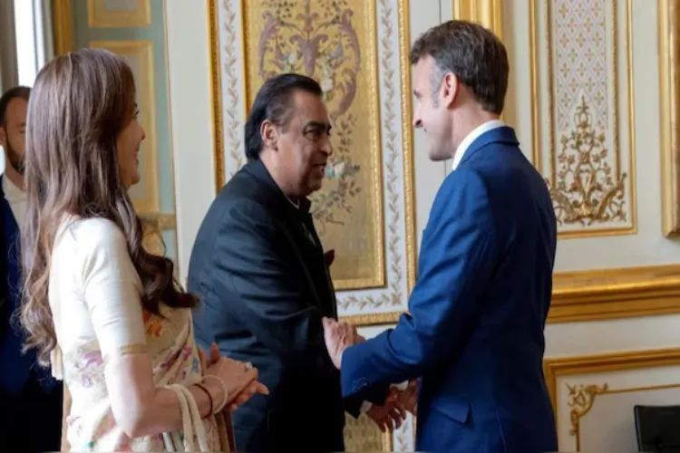 French President Emmanuel Macron met Nita Ambani and Mukesh Ambani 