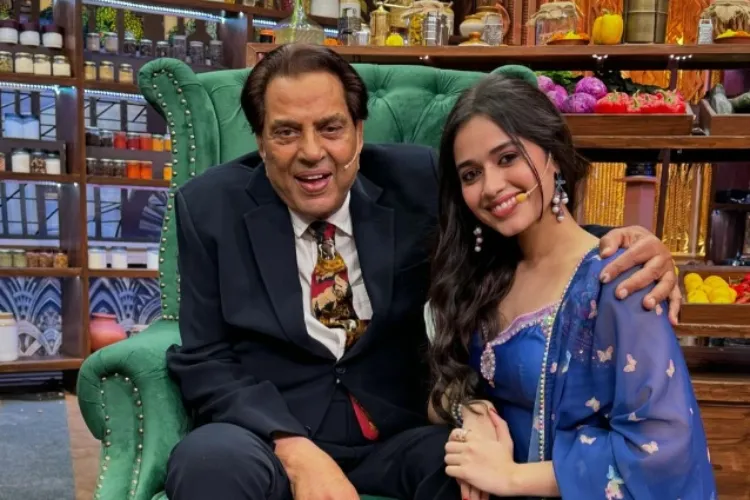 Actors Dharmendra and Jannat Zubair.