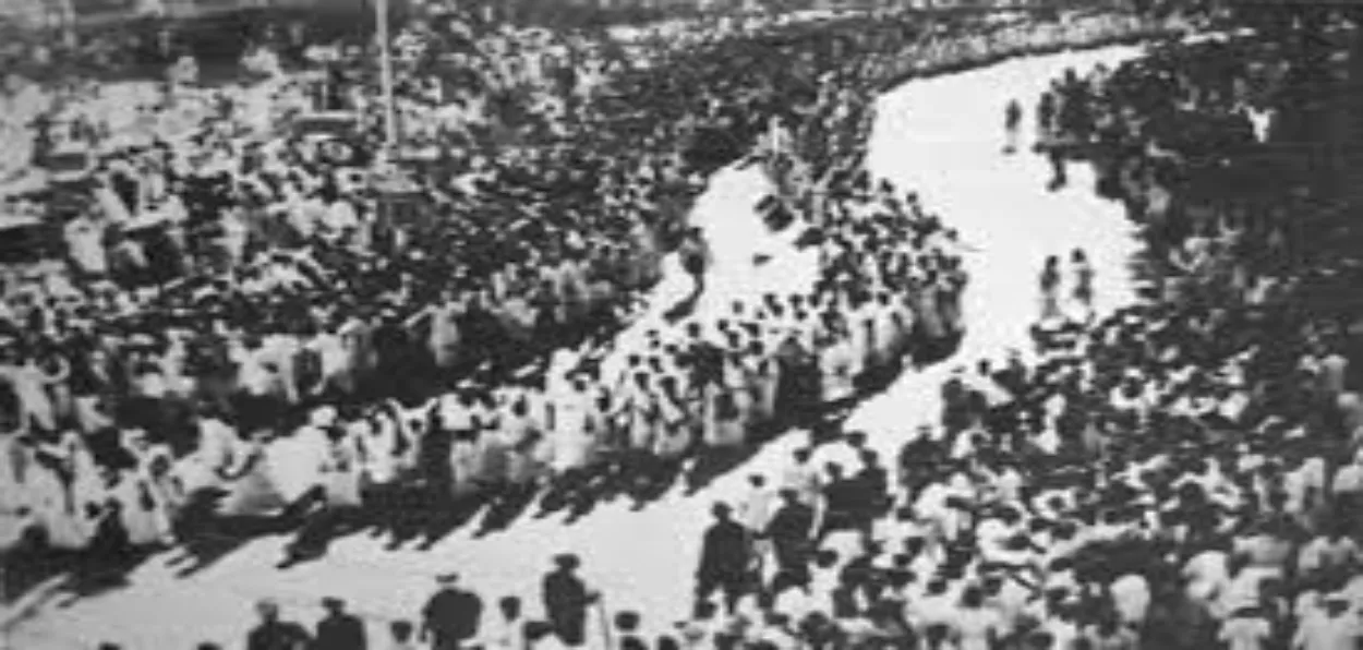 View of a silent protest during non-cooperation movement against the British in India