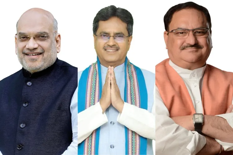 Amit Shah, Manik Saha and JP Nadda