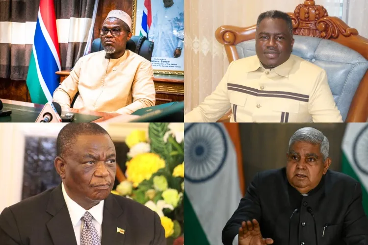 Vice Presidents Muhammad Bs Jallow of Gambia, Jeremiah Kpan Koung of Liberia, CGDN Chiwenge of Zimbabwe and Jagdeep Dhankar of India