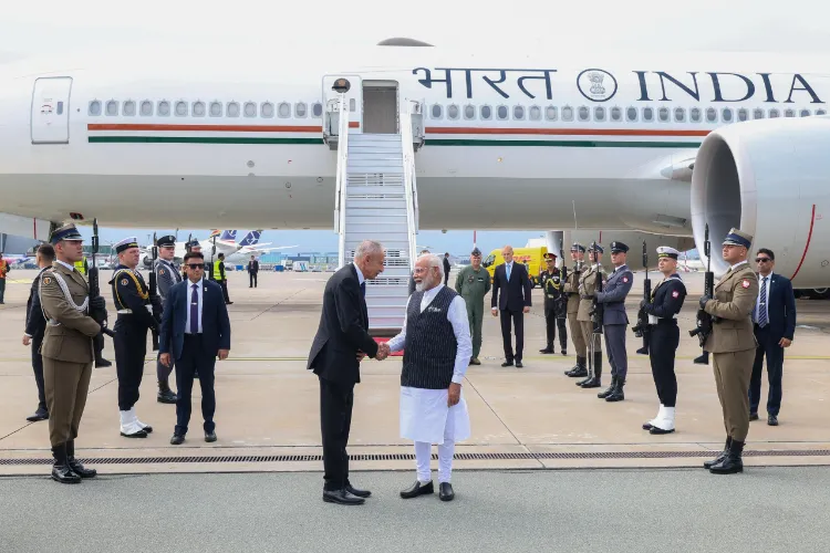 Prime Minister Narendra Modi at the Warsaw airport