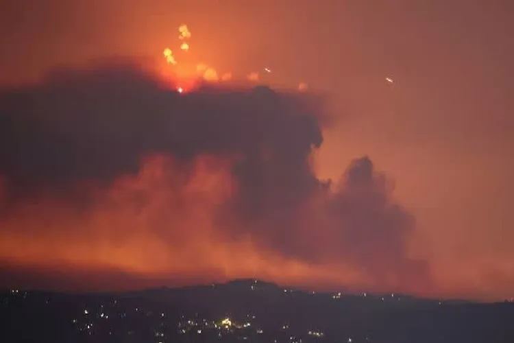 The sky of Labenon after strikes by Israel