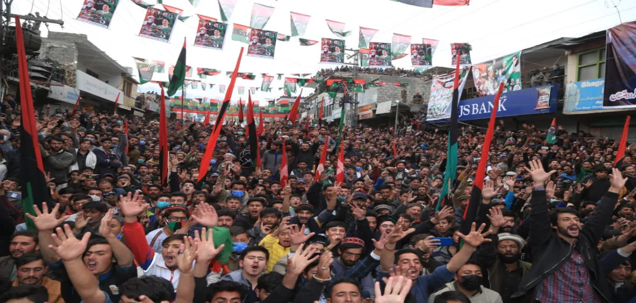 Protests in Skardu city of Gilgit Baltistan (X post of Pakistan Peoples' Party)