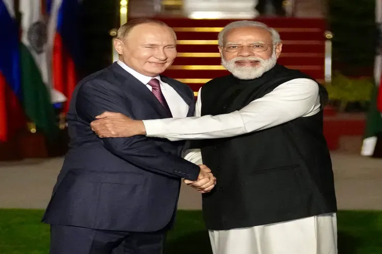 Prime Minister Narendra Modi with Russian President Vladimir Putin 