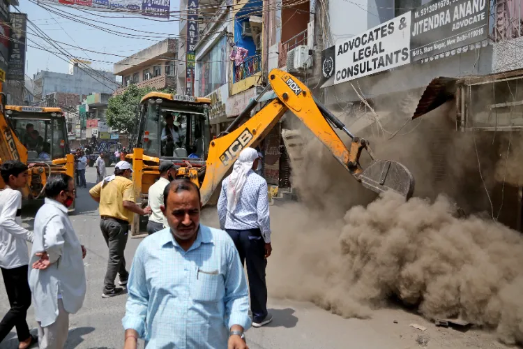 Illegal structures being raised in a Delhi area(Image for representational purposes only)