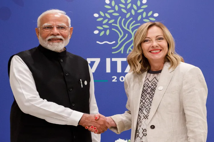 Italian PM Georgia meloni with Indian Prime Minister Narendra Modi