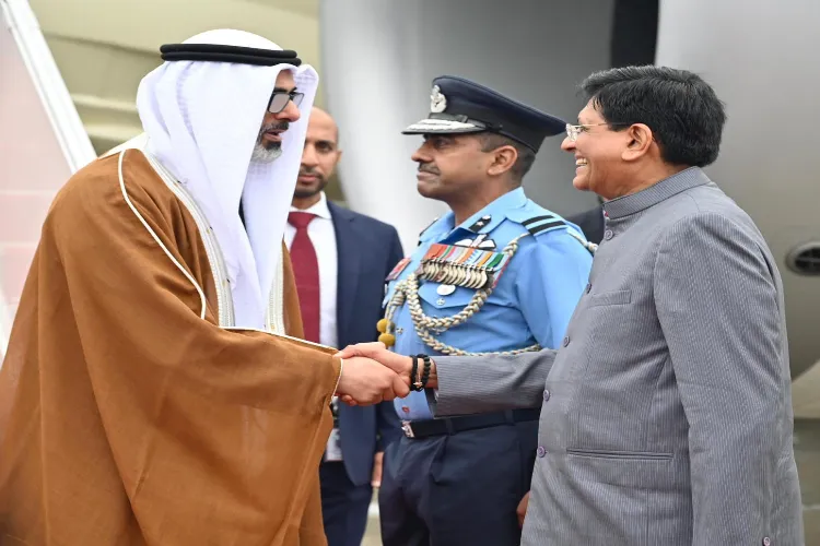 Minister Piyush Goyal welcomes Crown Prince of Abu Dhabi HH Sheikh Khaled bin Mohamed bin Zayed Al Nahyan to India on behalf of PM