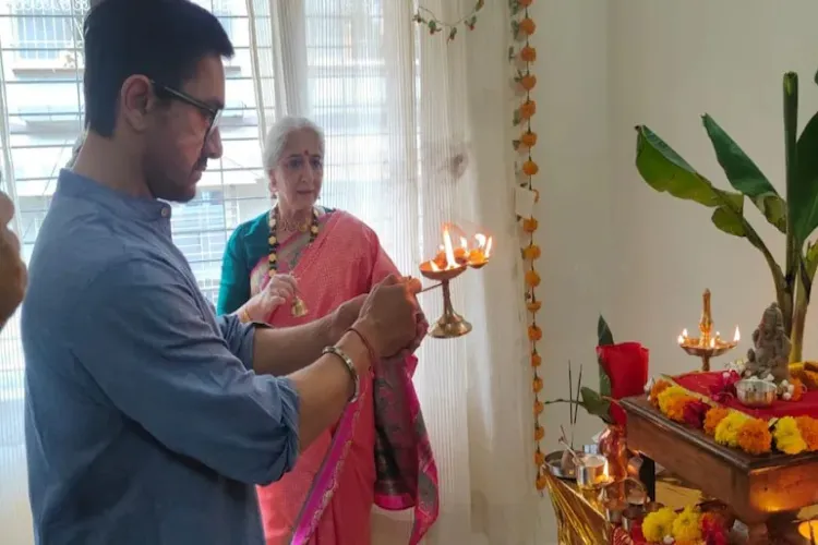 Amir Khan celebrating Ganesh Chaturthi at his sister Nikhat's house