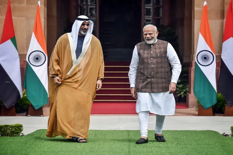 Prime Minister Narendra Modi with Crown Prince Mohamed bin Zayed Al Nahyan