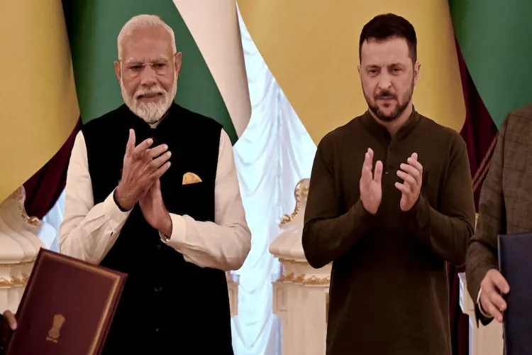 Prime Minister Narendra Modi with Ukarine President Volodymyr Zelenskyy 