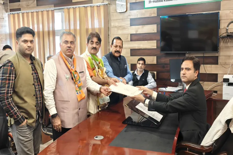 BJP candidate Ashok Bhat accompanied by MoS Dr Jitendra Singh and Tarun Chugh, files his nomination in Srinagar