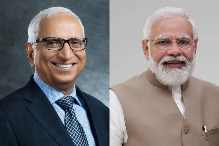 Ajit Manocha, President and CEO of the global industry association SEMI (Left) and PM Modi (Right)