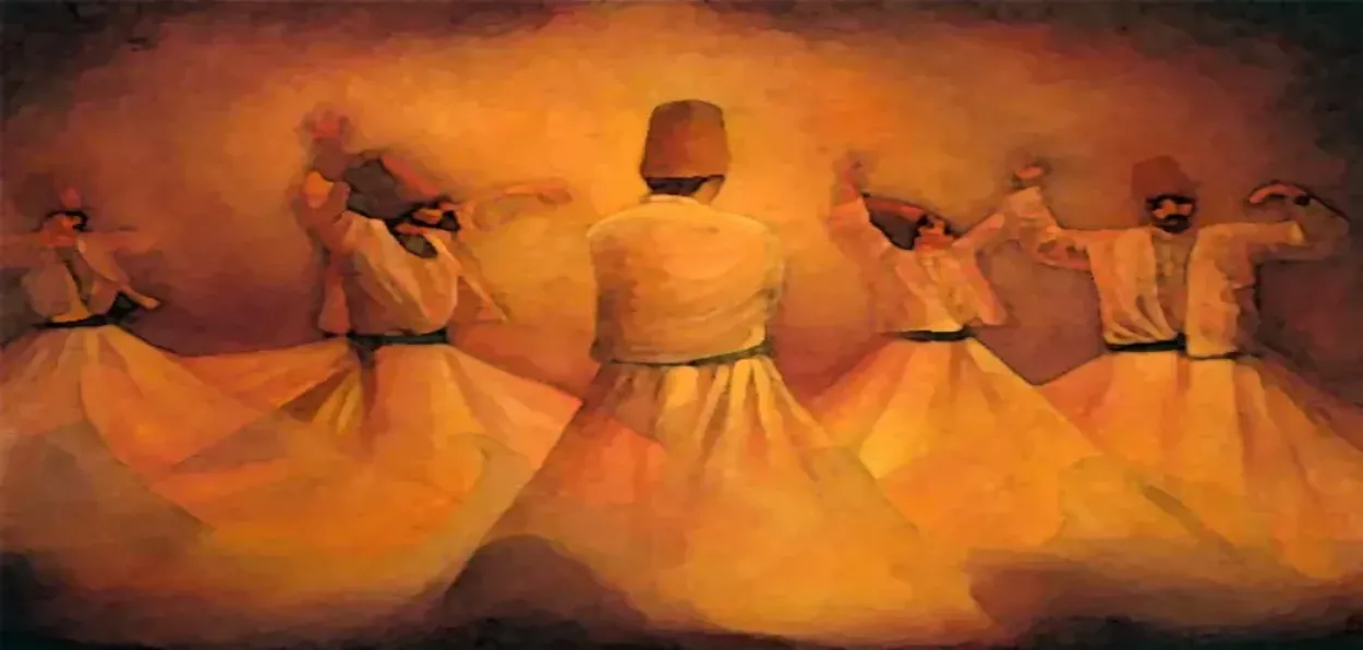 An artist's imagination of  Sufis in transcmeditation