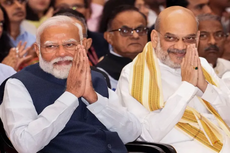 Prime Minister Narendra Modi with Home Miniser Amit Shah