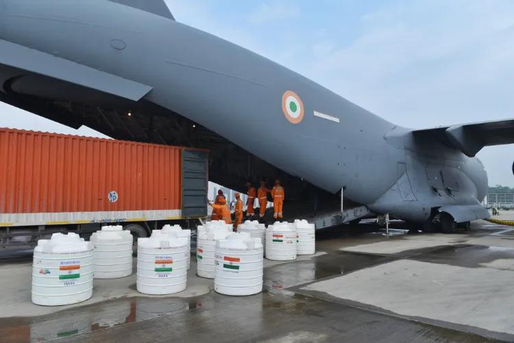 IAF MCC carrying 35 tons of aid comprising of water purification items, water containers, blankets, kitchen utensils, solar lanterns for Vietnam