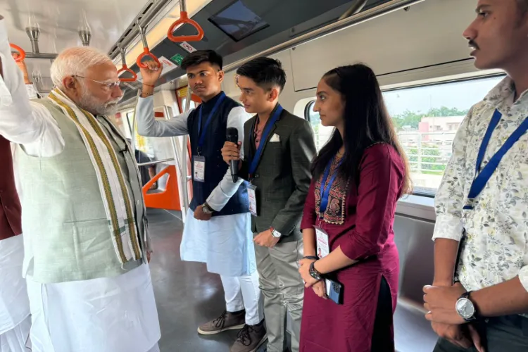 Prime Minister Narendra Modi taking a metro ride