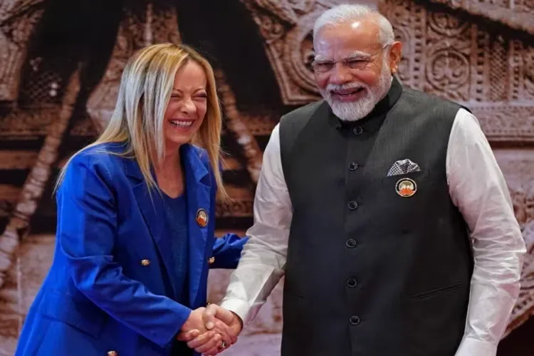 Prime Minister Narendra Modi with Italian Prime Minister Giorgia Meloni 