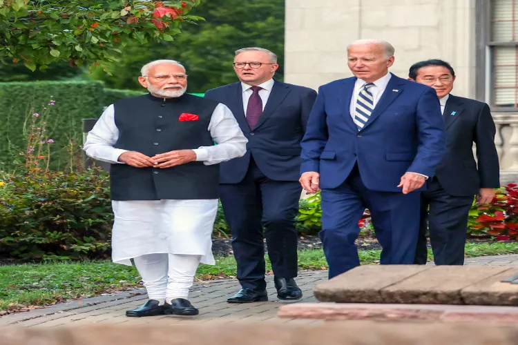 Prime Minister Narendra Modi alongside U.S. President Joe Biden, Australia's Prime Minister Anthony Albanese, and Japan's Prime Minister Fumio Kishida at the Cancer Moonshot Event in Delaware, USA