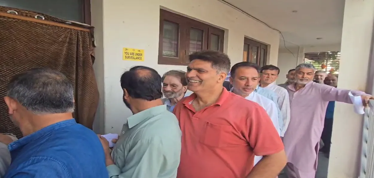 Voters in a queue  in Jammu