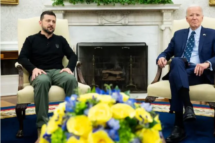 US President Joe Biden with President Zelensky of Ukraine in White House