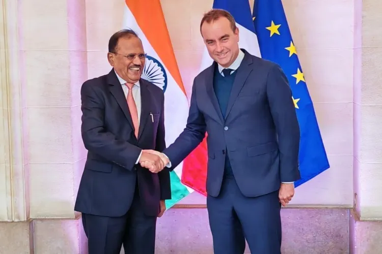 National Security Advisor Ajit Doval with French  Armed Forces Minister Sebastian Lecornu