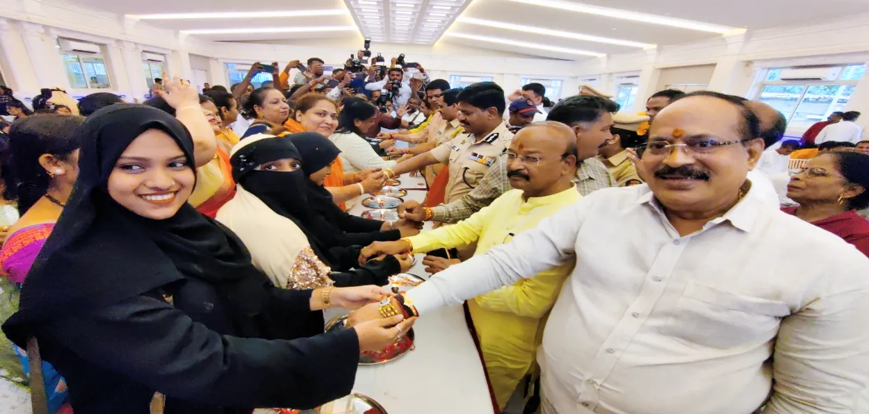 Muslim women celebrating Raksha Bandhan, a Hindu festival about brother-sister bond