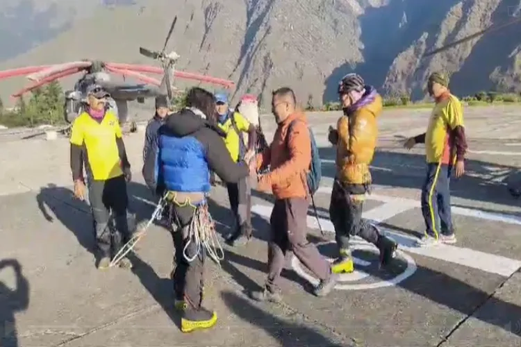 Two western women climbers after recue