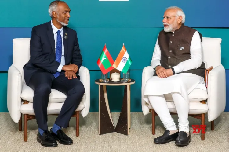 Maldives President Mohamed Muizzu with Prime Minister Narendra Modi