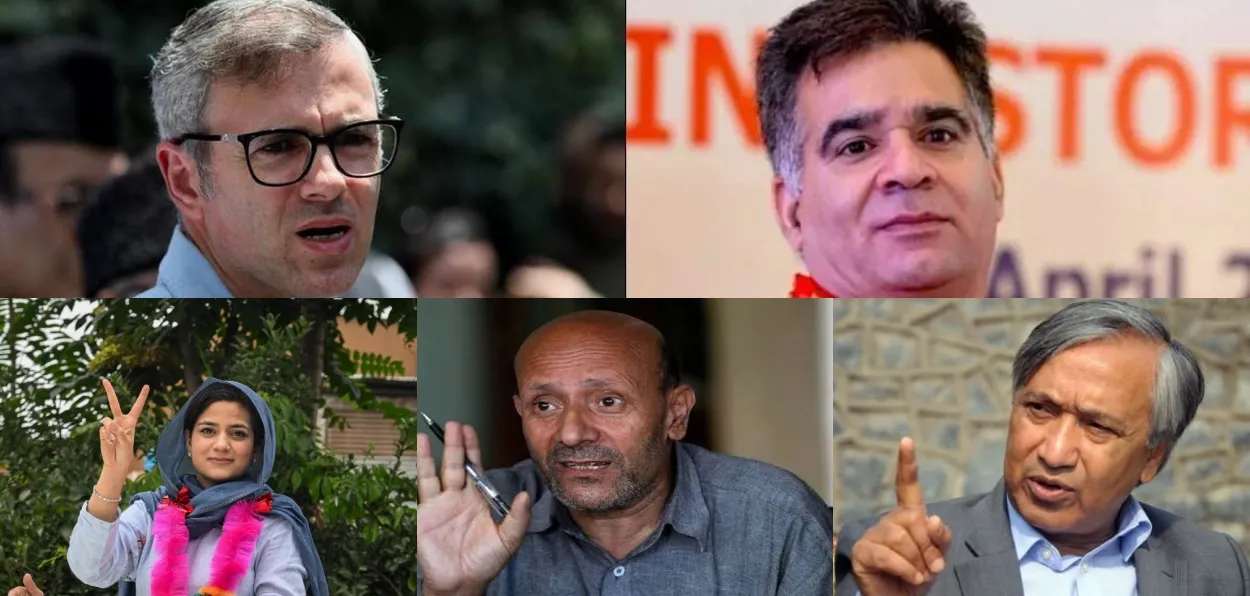 Key players in J&K: (Clockwise) Omar Abdullah, ravinder Raina, Iltija Mufti, Engineer Rashid and Mohd. Yusuf Tarigami