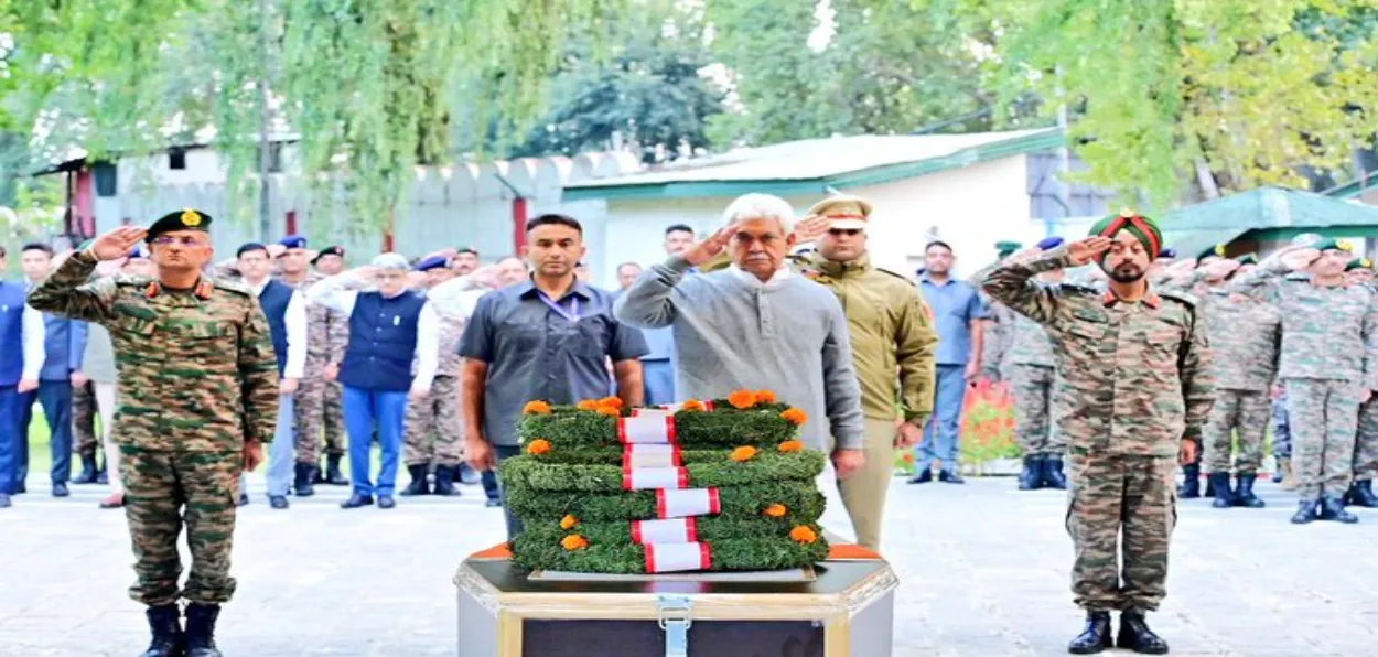 Lt Governor Manoj Singh pays tribute to Sepoy Hilal Ahmed Bhat