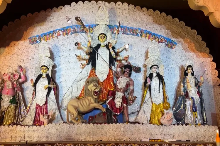 Goddess Durga Idol at a Pandal at CR Park, New Delhi