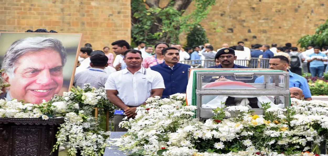 Mortal remains of Ratan Naval Tata kept for people to pay tributes in Mumbai