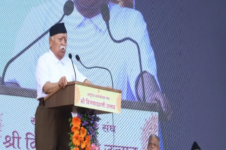 RSS Chief Mohan Bhagwat delivering his Vijay Dashmi speech at Nagpur