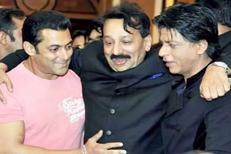 Baba Siddique with Salman Khan and Shah Rukh Khan(FILE)