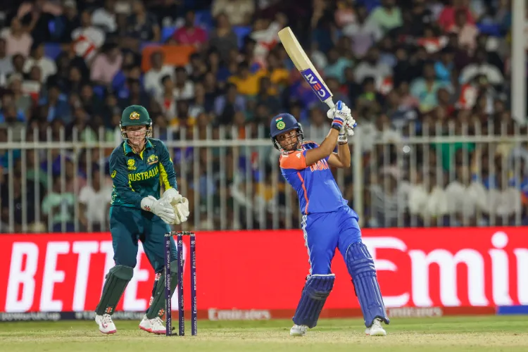 India's captain Harmanpreet Kaur playing during the ICC Women's T20 World Cup match between India Women and Australia Women at Sharjah