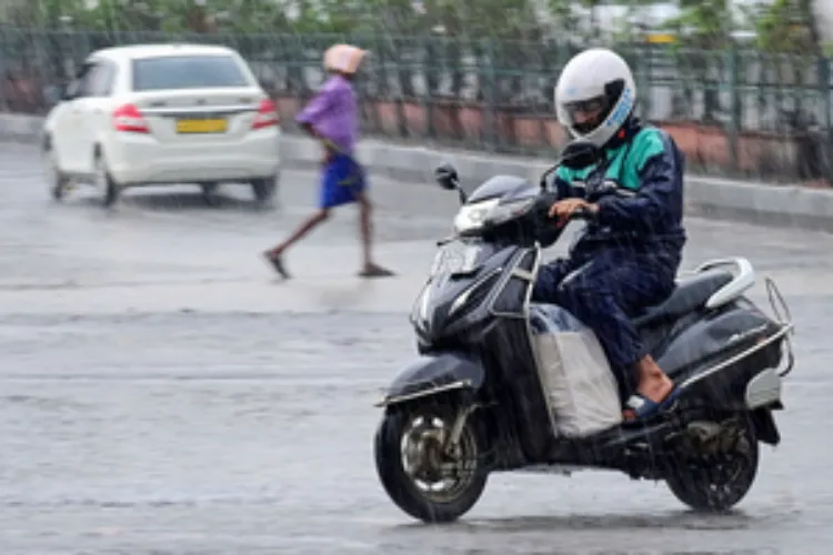 A woman on a scooter