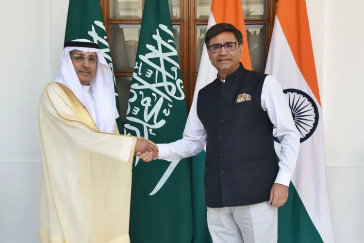 Foreign Secretary Vikram Misri with Saudi Deputy Minister of Political Affairs, Dr. Saud Al Sati in Delhi