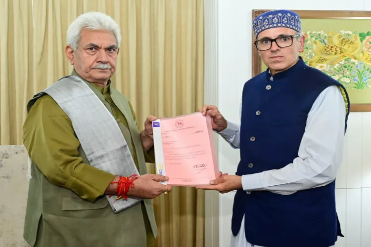 Jammu and Kashmir CM Omar Abdullah with LG Manoj Sinha