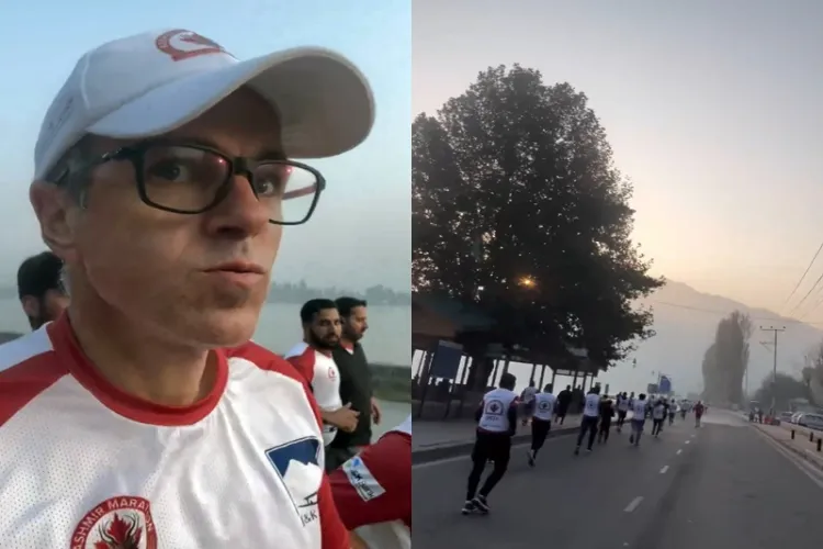 Omar Abdullah running in Kashmir Marathon