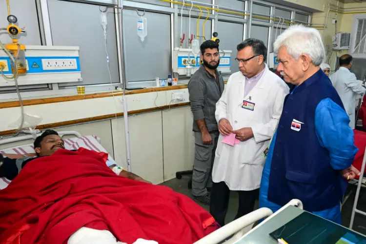 LG Manoj Sinha visits a hospital to inquire about the health of construction workers