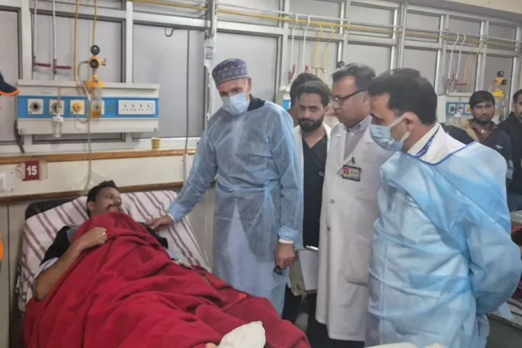 Omar Abdullah meeting those injured in the Ganderbal terror attack in SKIIMS