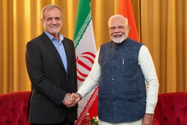 Prime Minister Narendra Modi  with Iranian President Masoud Pezeshkian at Kazan, Russia