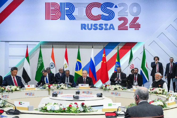 Modi, Putin and Xi attend the Plenary Session of the BRICS Summit