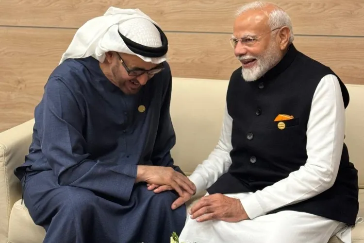 Prime Minister Narendra Modi and UAE President Sheikh Mohamed bin Zayed Al Nahyan sharing a lighter moment (X)