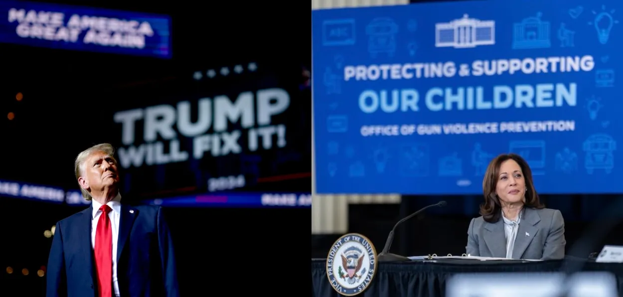 Donald Trump and Kamala Harris campaigning for US Presidential elections 